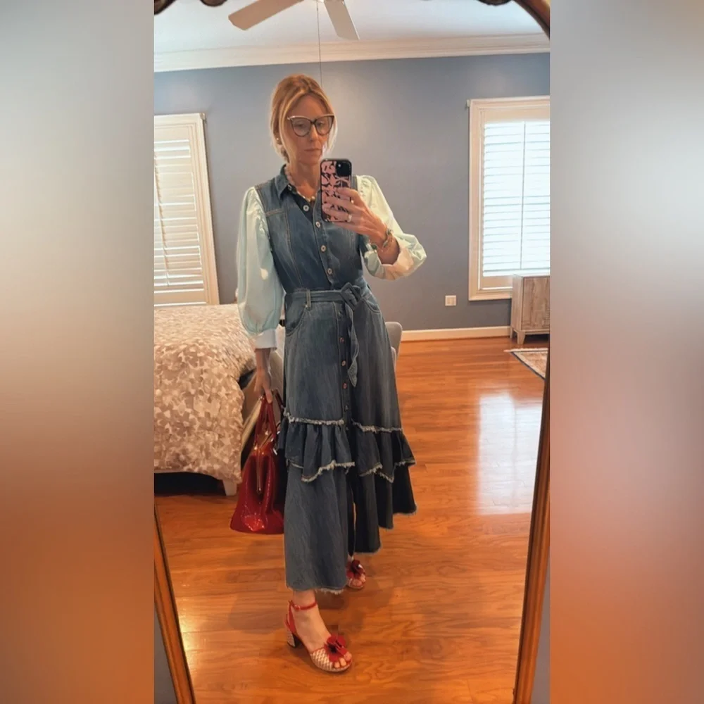 FREE PEOPLE Beau Denim Dress S - Picture 5 of 12